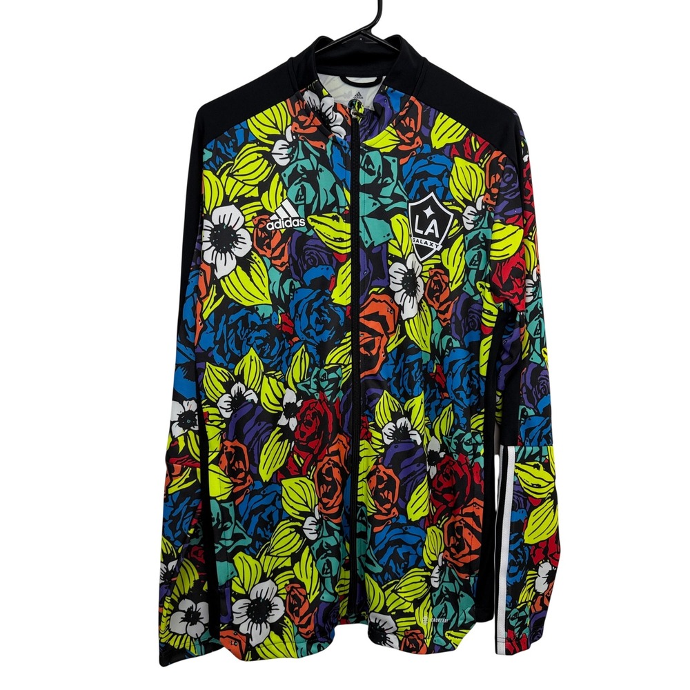 Adidas Jacket Mens Large Multicolor LA Galaxy Floral Full Zip HC3933 Soccer